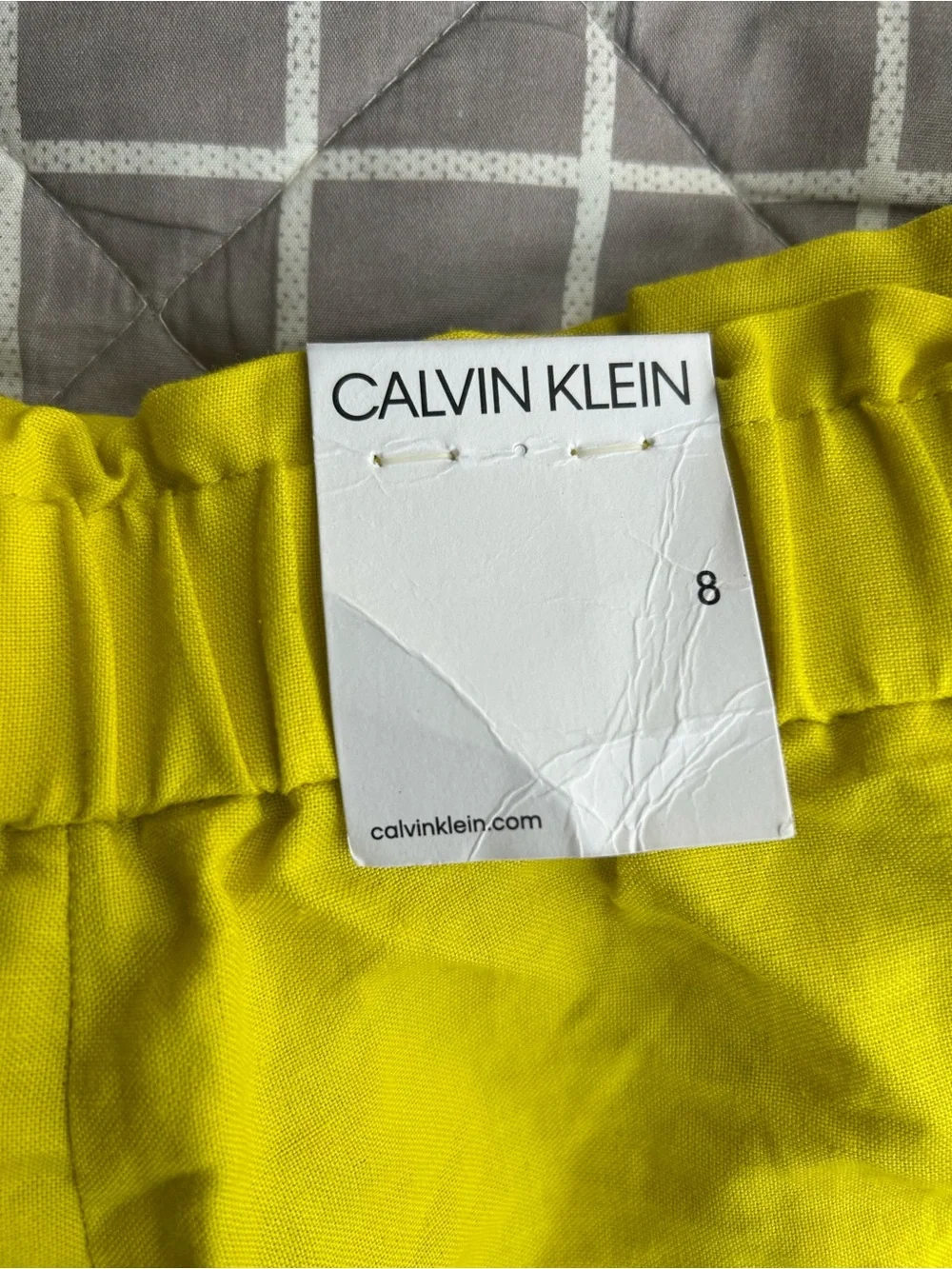 Calvin Klein Bright Yellow High-Waist Belted Women’s Shorts